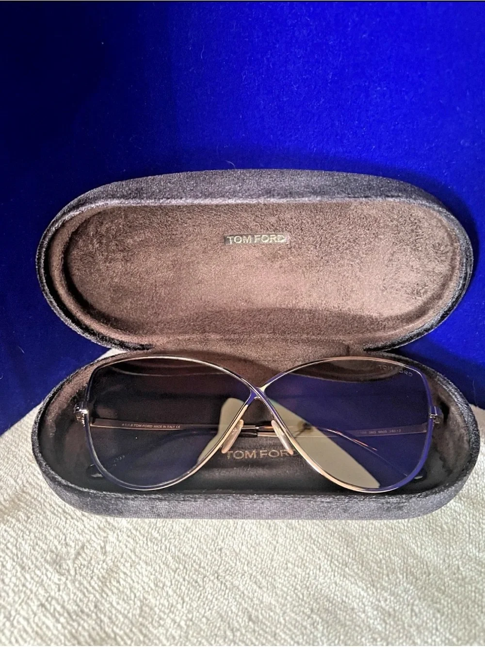 Tom Ford Women’s Aviator Sunglasses in Blue Gradient and Silver
